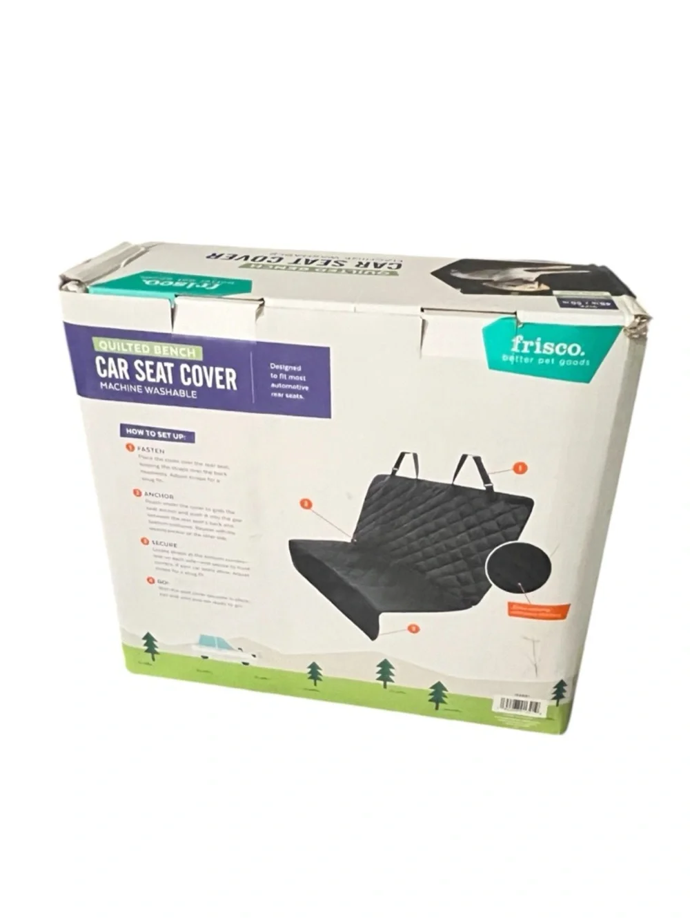 Frisco Black Quilted Bench Car Seat Cover Big Enough for XL Breeds NIB